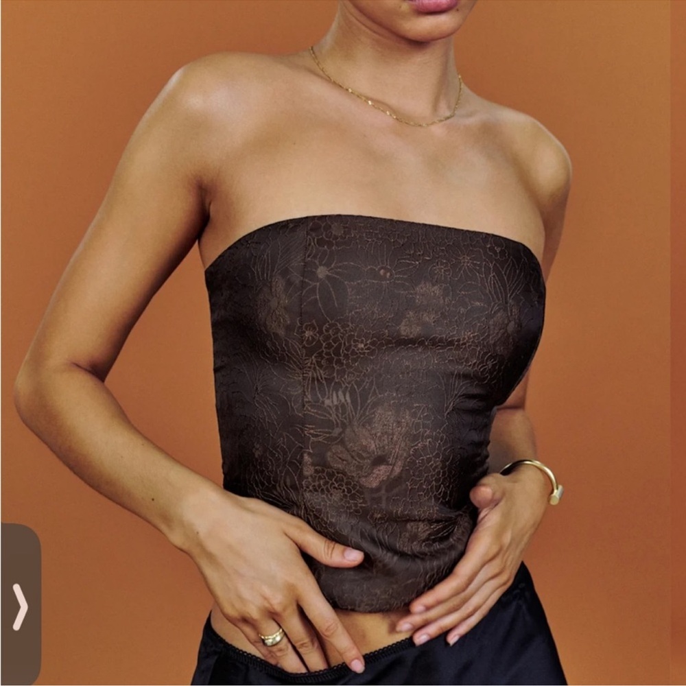 Reformation Brown Strapless Top
